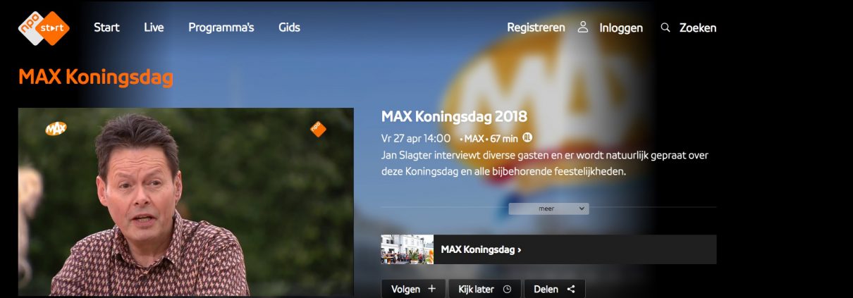 Max Koningsdag 2018, NPO 1